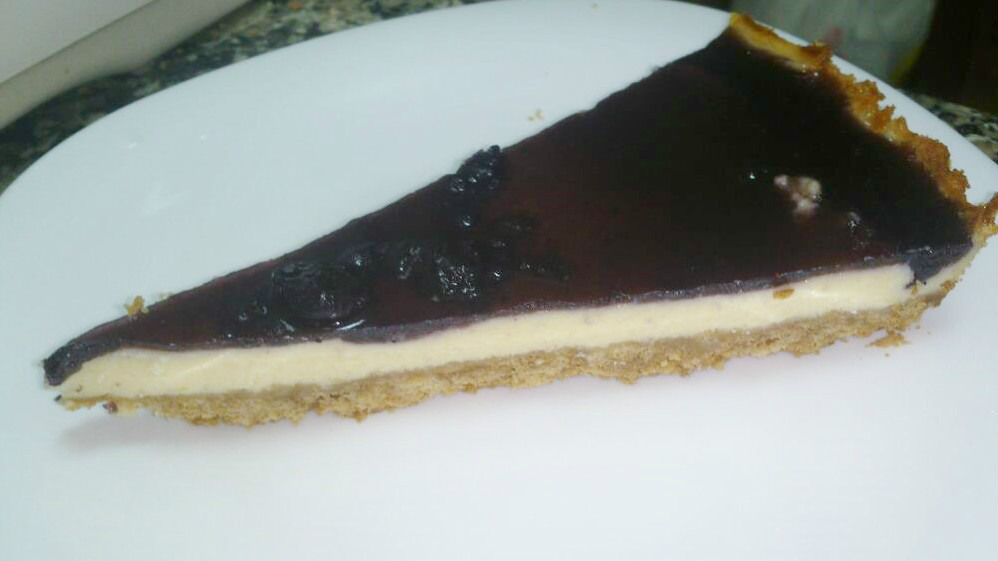 Tarta de queso con arándanos