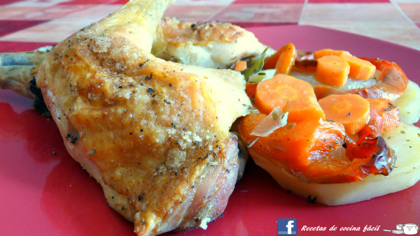 Pollo al horno con verduras