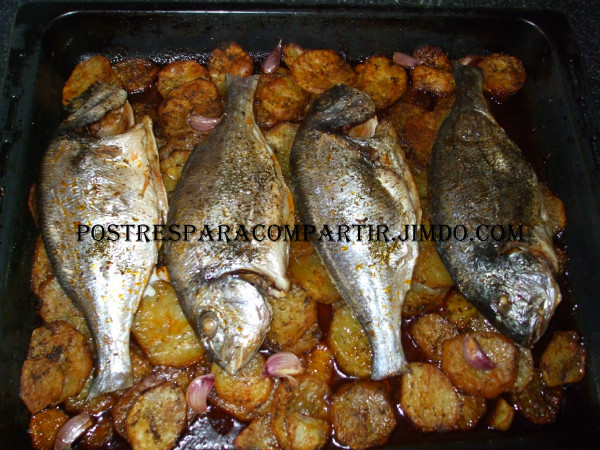 Doradas al horno con patatas