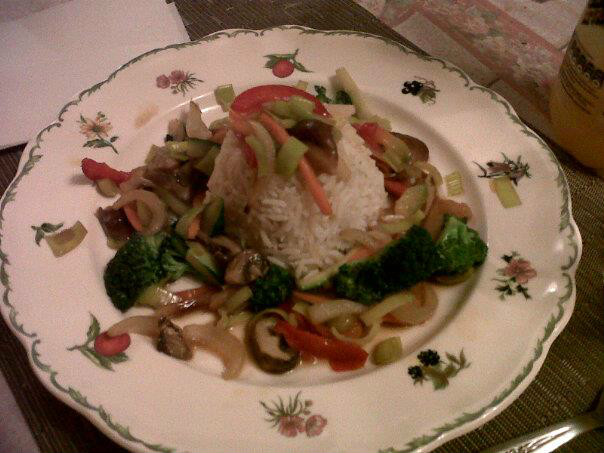 Arroz basmati con verduras al wok