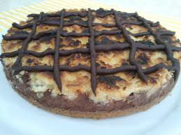 Tarta de chocolate con crumble de peras