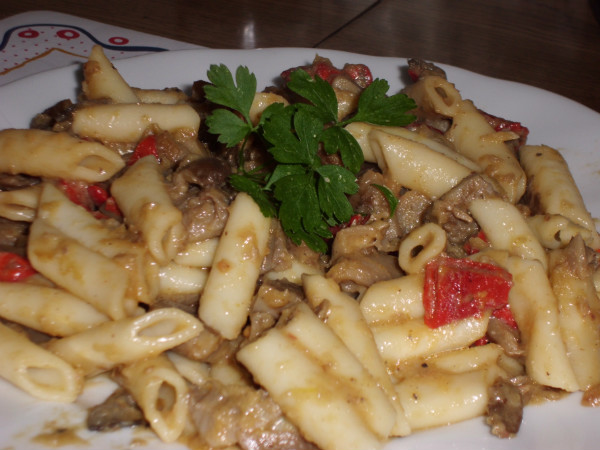 Macarrones con setas shiitake