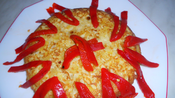 tortilla de patatas con pimientos