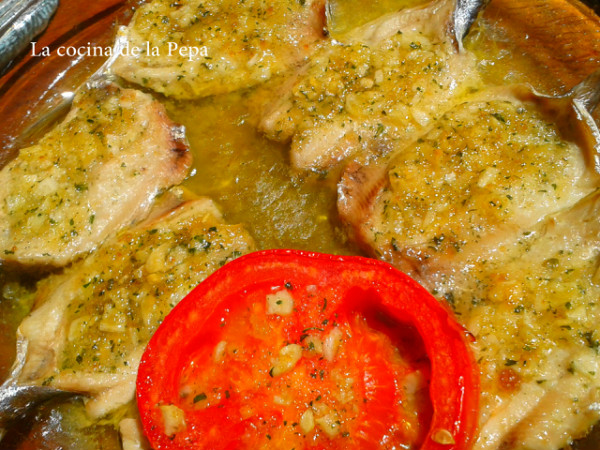 Sardinas al ajillo en el horno