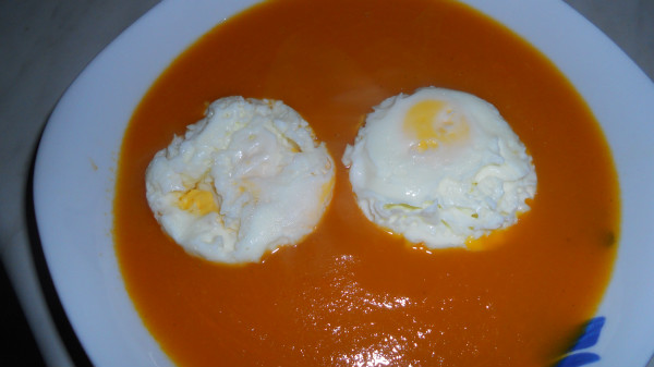 crema de zanahoria con huevos al micro