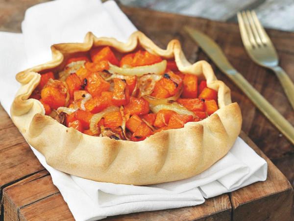 Pastel de calabaza y cebolla