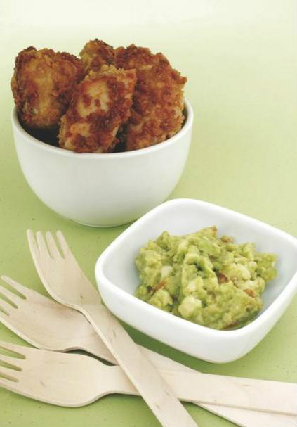 Pollo rebozado en cereales con guacamole