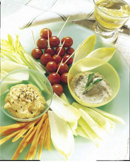 Crudités con dos salsas