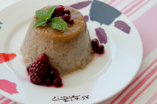 Flan de avena y plátano (sin lactosa, sin huevo y sin azúcar)