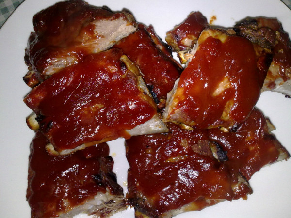 costillas asadas con tomate y miel