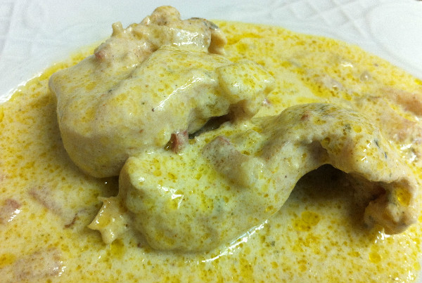 Crema de queso con pollo