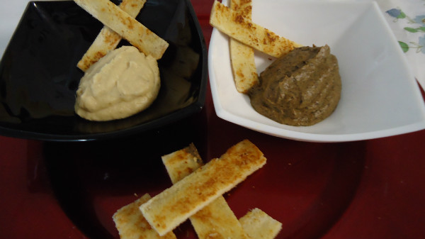 PATÉ DE BERENJENAS Y DE NABOS CON PAN DE AJO