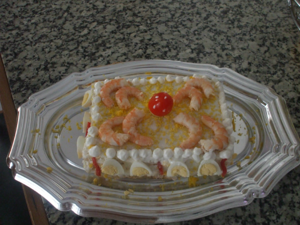 TARTA SALADA DE LANGOSTINOS