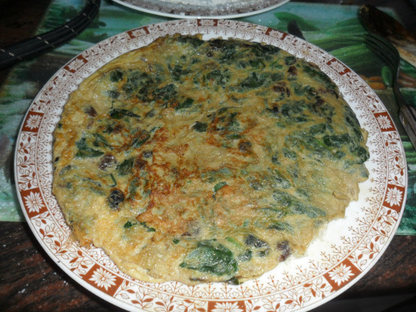 tortilla de espinacas y pasas