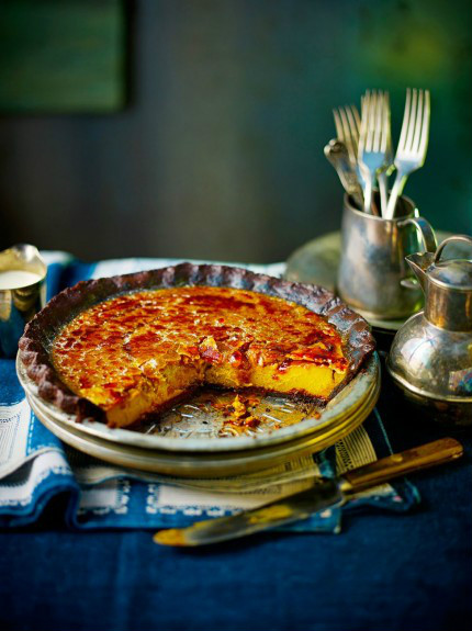 Chocolate pumpkin brûlée pie by Jamie Oliver