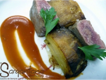 receta Buey con Terrina de Papas a la mostaza verde