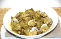receta Alcachofas con almejas y calamares