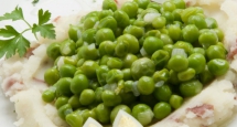 receta Guisantes con puré de patatas y jamón