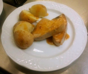 receta Atún en Salmorejo con Papas Guisadas