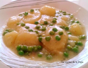 receta Patatas importantes con guisantes