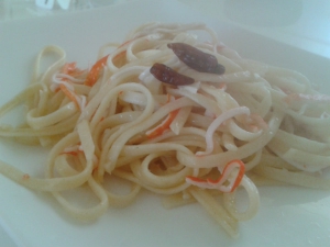 receta Espaguetis con palito de cangrejo
