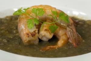 receta Lentejas con langostinos y verduritas