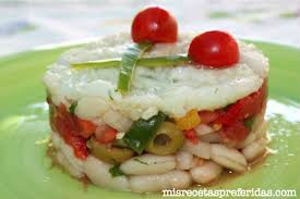 receta TARTA DE ALUBIAS CON VERDURAS Y BACALAO
