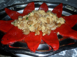 receta pimientos del piquillo con revuelto de gambas