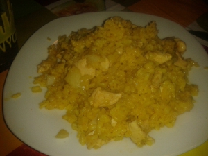 receta Mucho curry poco pollo, digo arroz con pollo al curry.