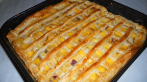 receta flan con frabuesas envuelto en hojaldre