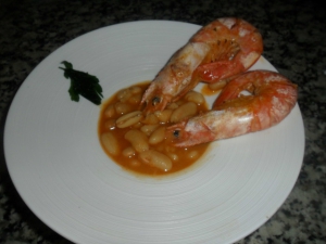 receta JUDÍAS BLANCAS CON GAMBAS