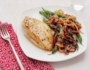 receta Pechugas de pollo con judías y champiñones