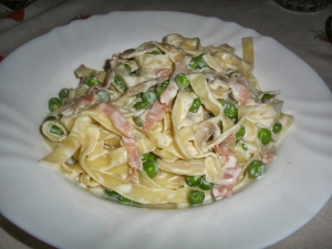 receta nidos con guisantes y jamon