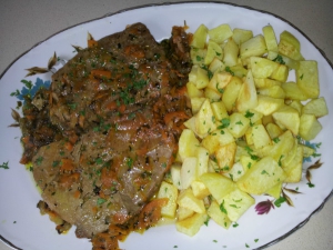 receta Lomos de Atún con patatines