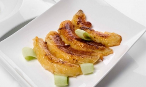 receta platano a la plancha flanbeado