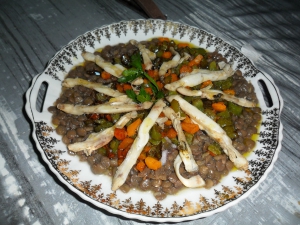 receta ensalada de lentejas con navajas