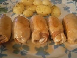 receta Rollitos de pollo con jamón y queso al cava