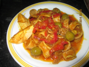 receta calamares con pimientos y aceitunas