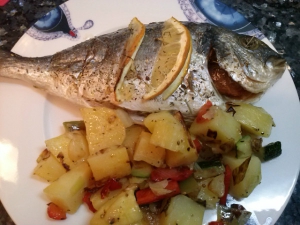 receta Dorada al horno con guarnición