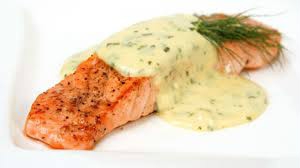 receta Salmón en salsa cabrales con puerro y cebolla