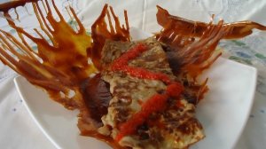 receta TORTILLA DE PERAS EN CESTA DE CARAMELO