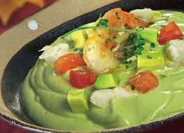 receta CREMA DE AGUACATE CON GAMBAS
