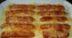 receta salchichas  frescas gratinadas