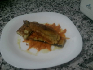 receta BERENJENAS A LA MIEL SOBRE SALMOREJO