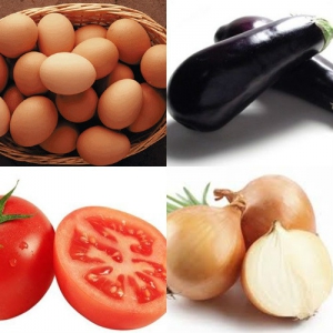 receta HUEVOS AL PLATO CON BERENJENA Y TOMATE