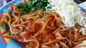 receta ESPAGUETIS A LA MATRICCIANA