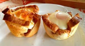 receta Cestita de pan de molde con huevo y jamón