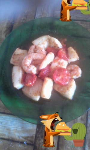 receta calamar con gambas picantes
