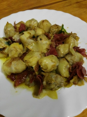 receta ALCACHOFAS CON JAMON